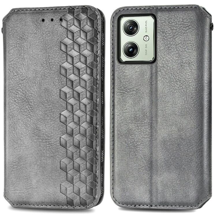 Чехол Deexe Rhombus Wallet для Motorola Moto G54 / G54 Power - Grey: фото 1 из 7