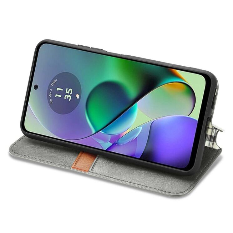 Чехол Deexe Rhombus Wallet для Motorola Moto G54 / G54 Power - Grey: фото 3 из 7