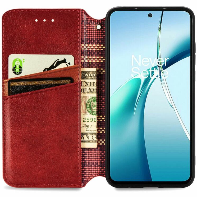 Чехол Deexe Rhombus Wallet для Motorola Moto G86 Power - Red: фото 2 из 6