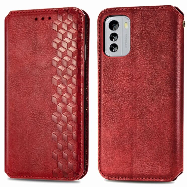 Чохол Deexe Rhombus Wallet для Nokia G60 - Red: фото 1 з 9