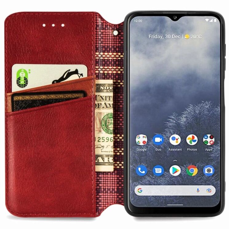 Чохол Deexe Rhombus Wallet для Nokia G60 - Red: фото 2 з 9