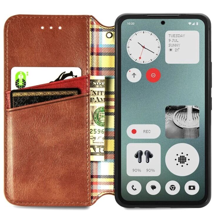 Чехол Deexe Rhombus Wallet для Nothing CMF Phone 1 - Brown: фото 2 из 9