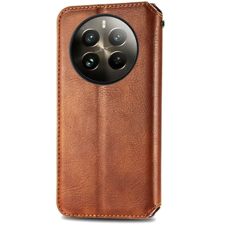 Чехол Deexe Rhombus Wallet для Realme 12 Pro / 12 Pro+ - Brown: фото 5 из 6