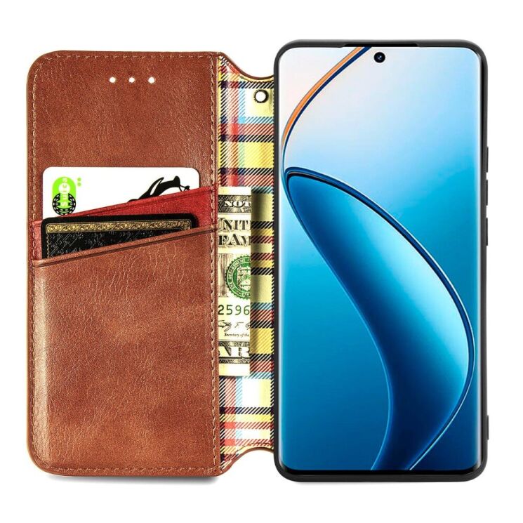 Чехол Deexe Rhombus Wallet для Realme 12 Pro / 12 Pro+ - Brown: фото 2 из 6