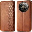 Чехол Deexe Rhombus Wallet для Realme 12 Pro / 12 Pro+ - Brown (348935Z)