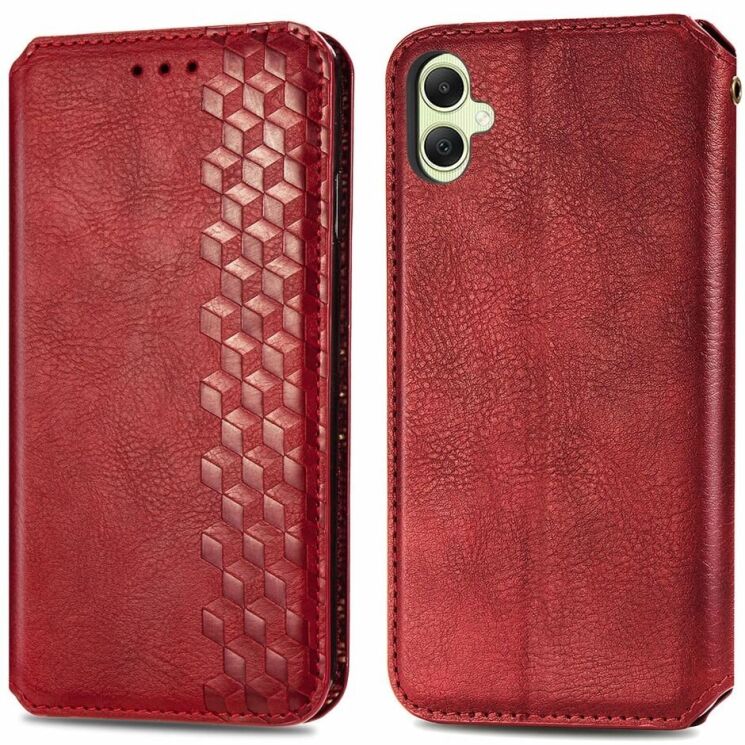 Чехол Deexe Rhombus Wallet для Samsung Galaxy A05 (A055) - Red: фото 1 из 6