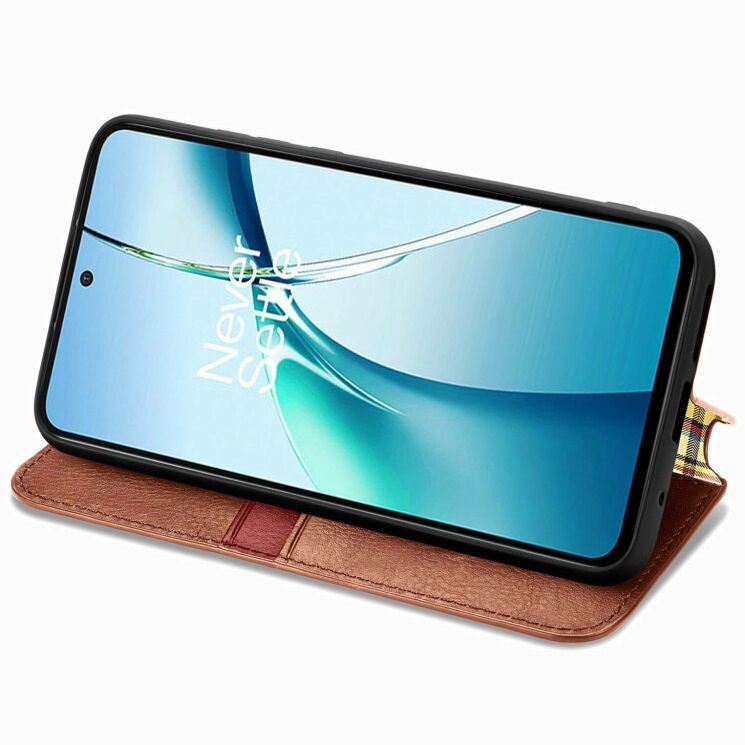 Чехол Deexe Rhombus Wallet для Samsung Galaxy S26 - Brown: фото 3 из 6