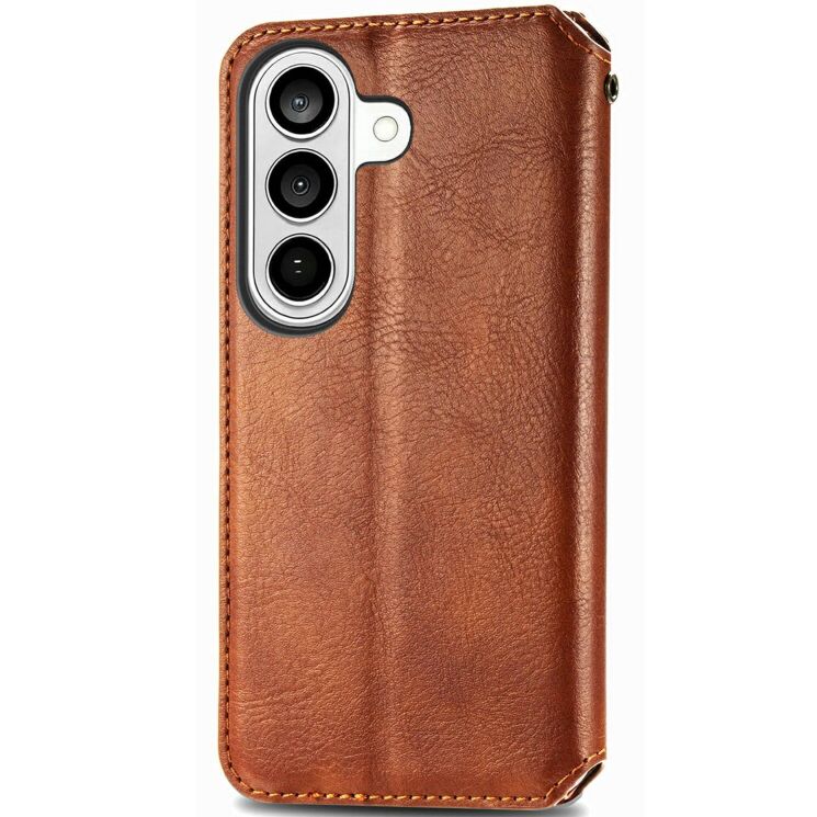 Чехол Deexe Rhombus Wallet для Samsung Galaxy S26 - Brown: фото 5 из 6