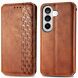 Чехол Deexe Rhombus Wallet для Samsung Galaxy S26 - Brown (404270Z). Фото 1 из 6