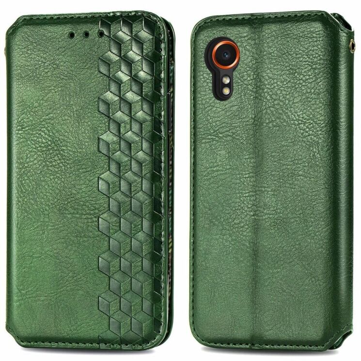 Чехол Deexe Rhombus Wallet для Samsung Galaxy Xcover 7 (G556) - Green: фото 1 из 6