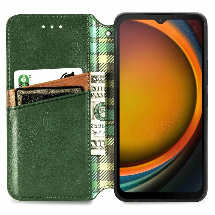 Чехол Deexe Rhombus Wallet для Samsung Galaxy Xcover 7 (G556) - Green: фото 2 из 6