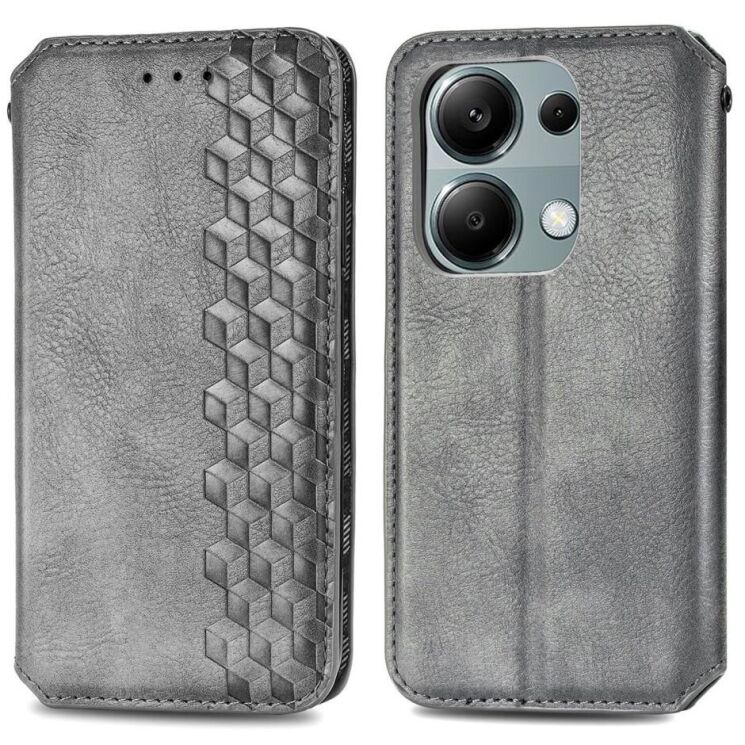 Чехол Deexe Rhombus Wallet для Xiaomi Redmi Note 13 Pro 4G / Poco M6 Pro - Grey: фото 1 из 11