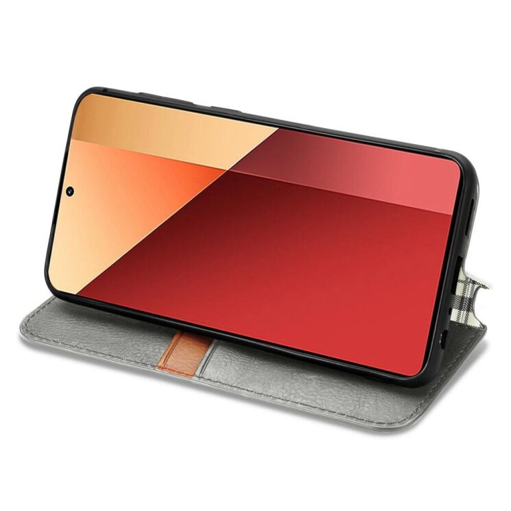 Чехол Deexe Rhombus Wallet для Xiaomi Redmi Note 13 Pro 4G / Poco M6 Pro - Grey: фото 3 из 11