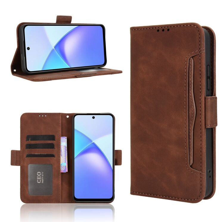 Чохол Deexe Wallet Stand для Infinix Smart 10 - Brown: фото 7 з 13