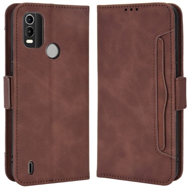 Чехол Deexe Wallet Stand для Nokia C21 Plus - Brown: фото 1 из 6