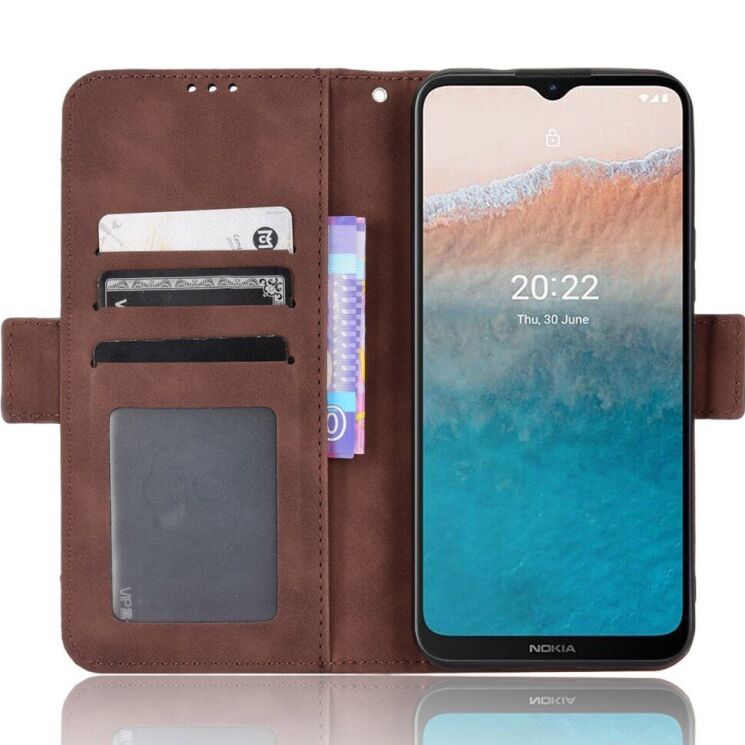 Чехол Deexe Wallet Stand для Nokia C21 Plus - Brown: фото 5 из 6