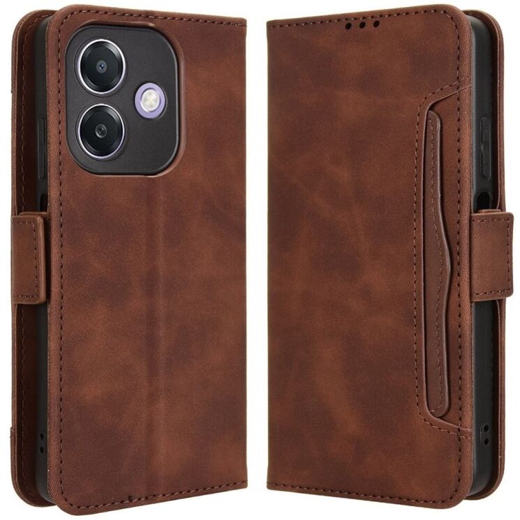 Чехол Deexe Wallet Stand для OPPO A3x / A3 / A40m - Brown: фото 1 из 7