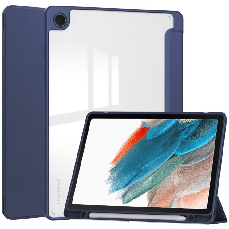 Чехол-книжка Deexe Crystal Back для Samsung Galaxy Tab A9 Plus (X210/216) - Dark Blue: фото 1 из 8
