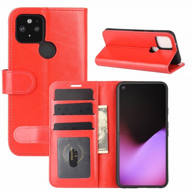 Классический чехол-книжка Deexe Wallet Style для Google Pixel 4a 5G - Red: фото 2 из 8