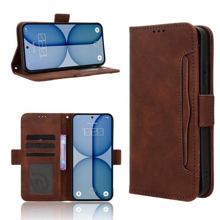 Чохол-книжка з кишеньками Deexe Wallet Stand для Nothing Phone (4a) - Brown (411309Z) Чохол-книжка з кишеньками Deexe Wallet Stand для Nothing Phone (4a) - Brown: фото 8 з 8