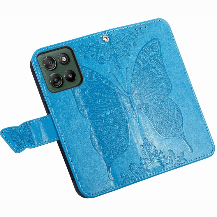 Чохол-книжка з малюнком UniCase Butterfly Pattern для Motorola Edge 70 Fusion - Blue: фото 3 з 8