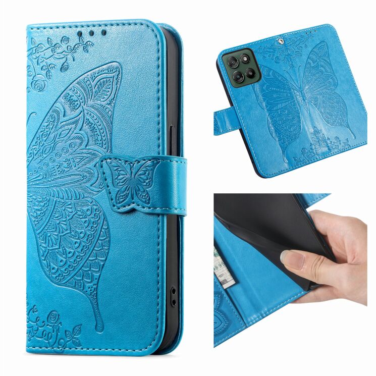 Чохол-книжка з малюнком UniCase Butterfly Pattern для Motorola Edge 70 Fusion - Blue: фото 2 з 8