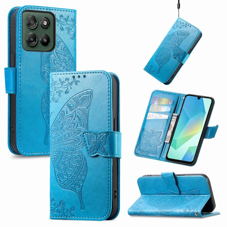 Чохол-книжка з малюнком UniCase Butterfly Pattern для Motorola Edge 70 Fusion - Blue: фото 1 з 8