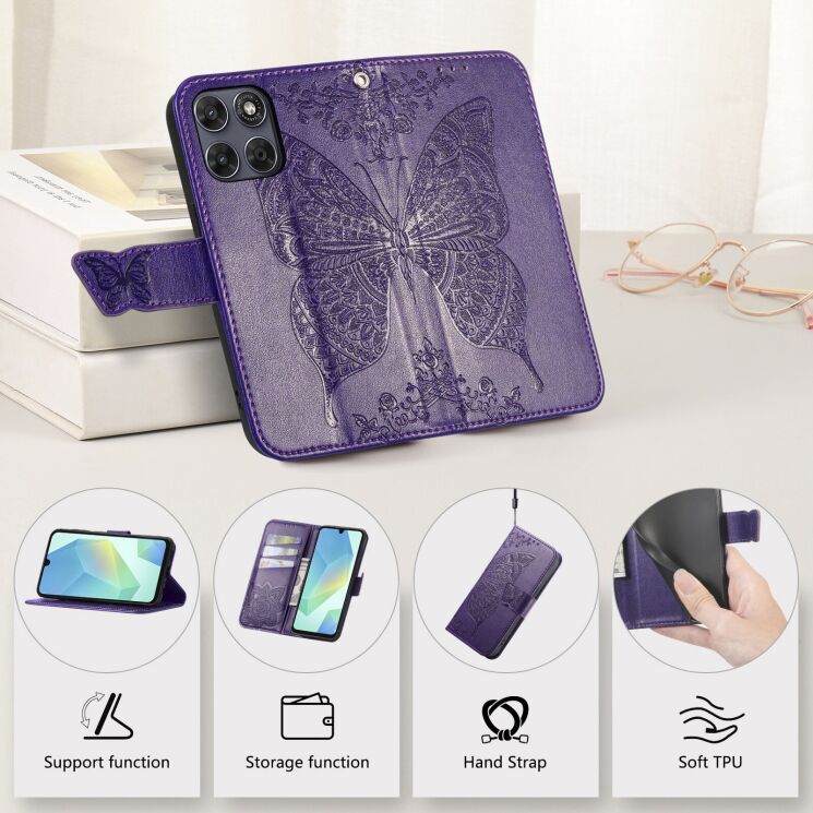 Чохол-книжка з малюнком UniCase Butterfly Pattern для Motorola Edge 70 Fusion - Light Purple: фото 8 з 8
