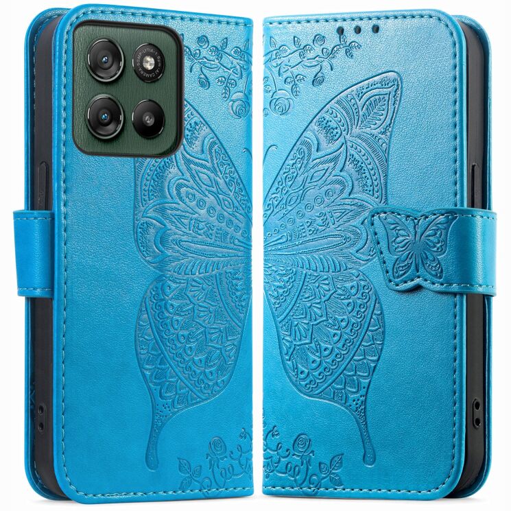Чохол-книжка з малюнком UniCase Butterfly Pattern для Motorola Edge 70 Fusion - Blue: фото 5 з 8