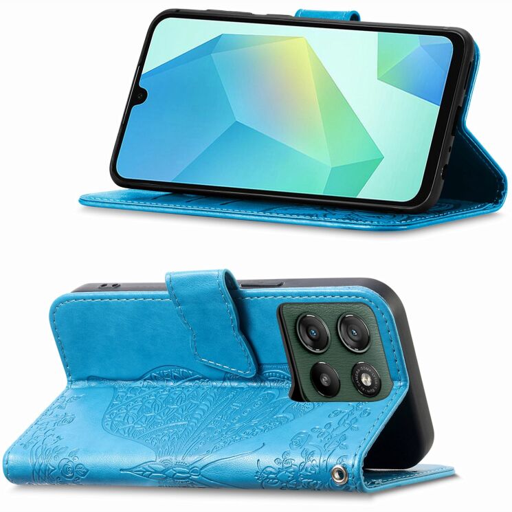 Чохол-книжка з малюнком UniCase Butterfly Pattern для Motorola Edge 70 Fusion - Blue: фото 4 з 8