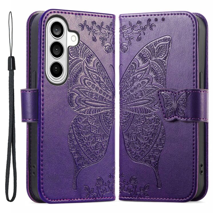 Чехол-книжка с рисунком UniCase Butterfly Pattern для Samsung Galaxy A37 (A376) - Dark Purple: фото 1 из 10