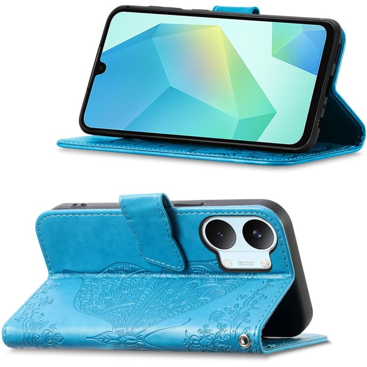 Чехол-книжка с рисунком UniCase Butterfly Pattern для Xiaomi Poco X8 Pro Max - Blue: фото 2 из 10