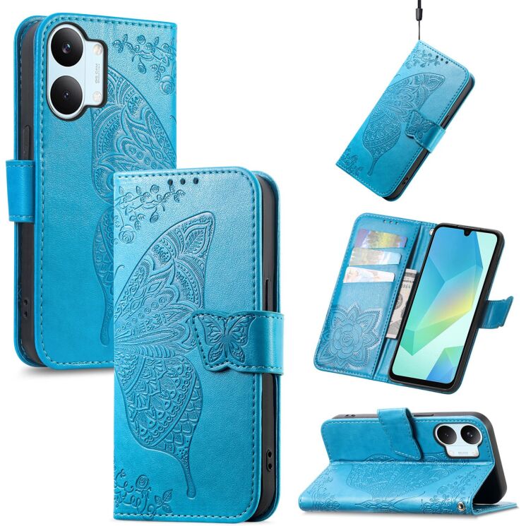 Чехол-книжка с рисунком UniCase Butterfly Pattern для Xiaomi Poco X8 Pro Max - Blue: фото 4 из 10