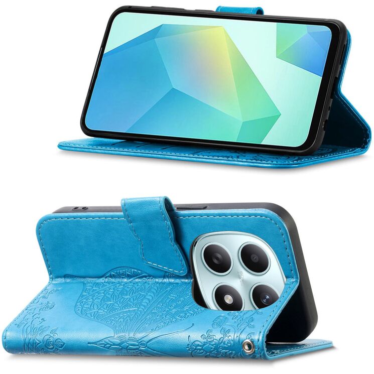 Чехол-книжка с рисунком UniCase Butterfly Pattern для Xiaomi Redmi Note 15 (4G/5G) / Poco M8 5G - Blue: фото 3 из 8