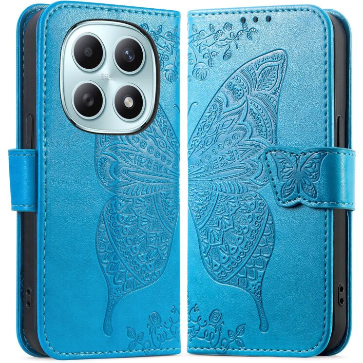 Чехол-книжка с рисунком UniCase Butterfly Pattern для Xiaomi Redmi Note 15 (4G/5G) / Poco M8 5G - Blue: фото 1 из 8
