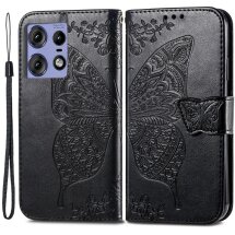 Чехол-книжка UniCase Butterfly Pattern для Motorola Edge 50 Pro - Black: фото 1 из 8