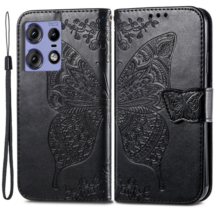 Чехол-книжка UniCase Butterfly Pattern для Motorola Edge 50 Pro - Black: фото 1 из 8