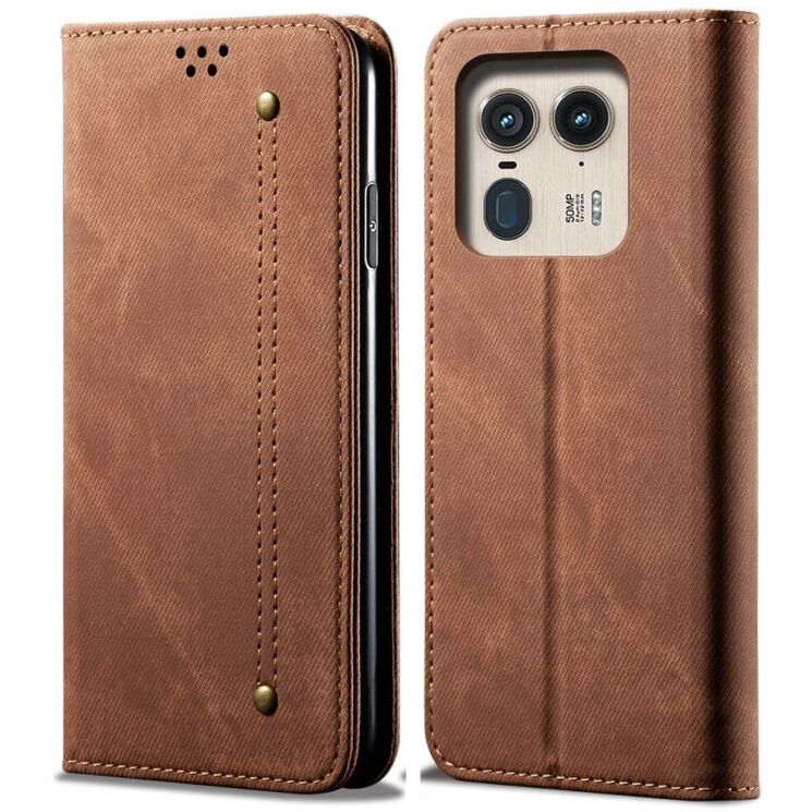 Чохол-книжка UniCase Jeans Wallet для Motorola Edge 50 Ultra - Coffee: фото 1 з 6