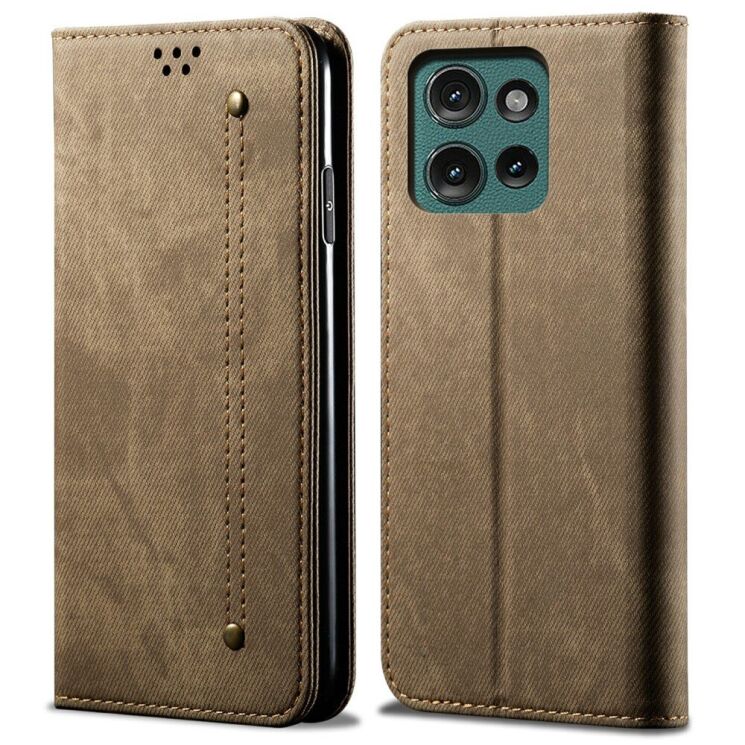 Чехол-книжка UniCase Jeans Wallet для Motorola Moto G75 - Khaki: фото 1 из 6