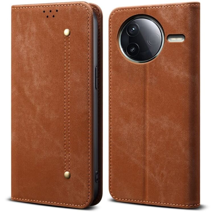 Чохол-книжка UniCase Jeans Wallet для Xiaomi Poco F7 Pro - Coffee: фото 1 з 7