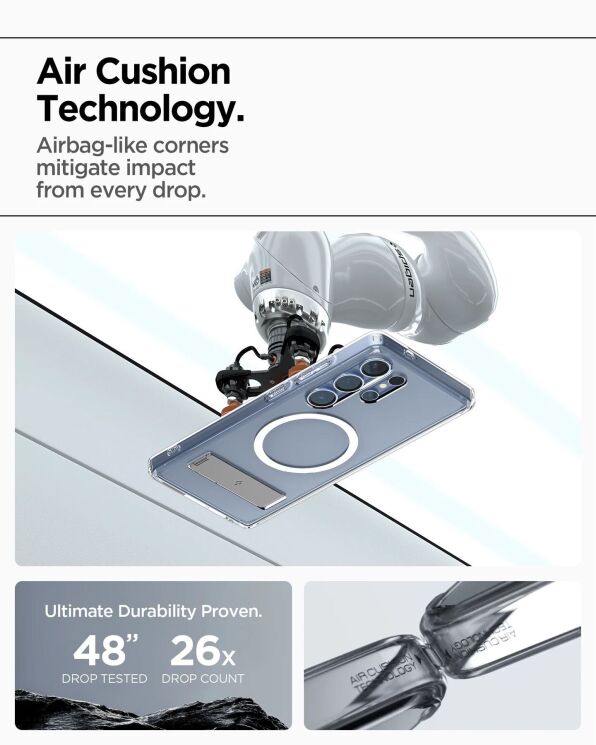 Чохол з підставкою Spigen Ultra Hybrid S (MagFit) для Samsung Galaxy S25 Ultra (S938) ACS08963 - Clear White: фото 16 з 17