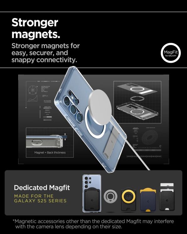 Чохол з підставкою Spigen Ultra Hybrid S (MagFit) для Samsung Galaxy S25 Ultra (S938) ACS08963 - Clear White: фото 13 з 17