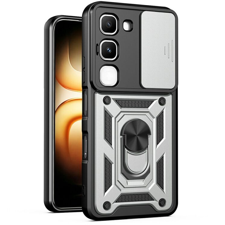 Чохол із захистом камери Deexe Armor Shield для Infinix Hot 70 Pro - Silver: фото 1 з 9