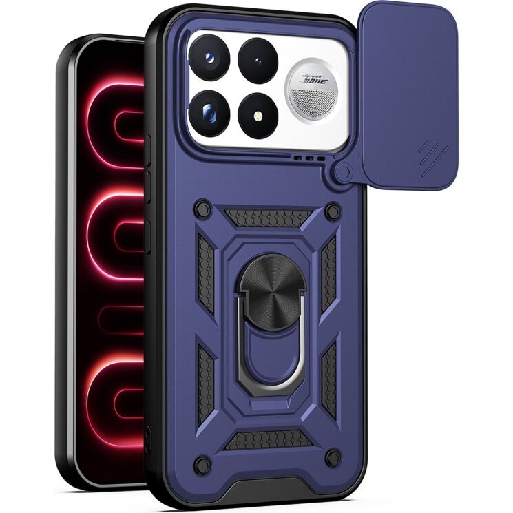 Чохол із захистом камери Deexe Armor Shield для Xiaomi Poco F9 Ultra - Blue: фото 1 з 9