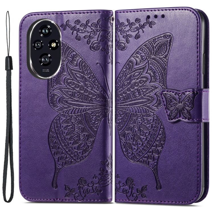 Чохол-книжка з малюнком UniCase Butterfly Pattern для Honor 200 - Dark Purple: фото 1 з 7