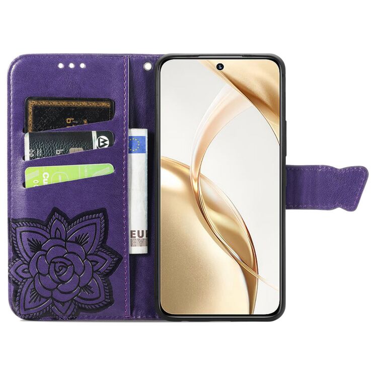 Чохол-книжка з малюнком UniCase Butterfly Pattern для Honor 200 - Dark Purple: фото 2 з 7