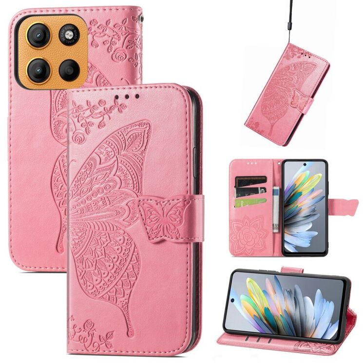 Чехол UniCase Butterfly Pattern для Motorola Moto G15 - Pink: фото 1 из 12