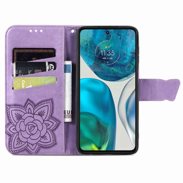 Чехол-книжка с рисунком UniCase Butterfly Pattern для Motorola Moto G52 / G82 - Light Purple: фото 2 из 8