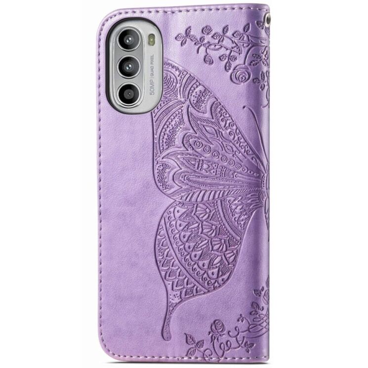 Чехол-книжка с рисунком UniCase Butterfly Pattern для Motorola Moto G52 / G82 - Light Purple: фото 5 из 8