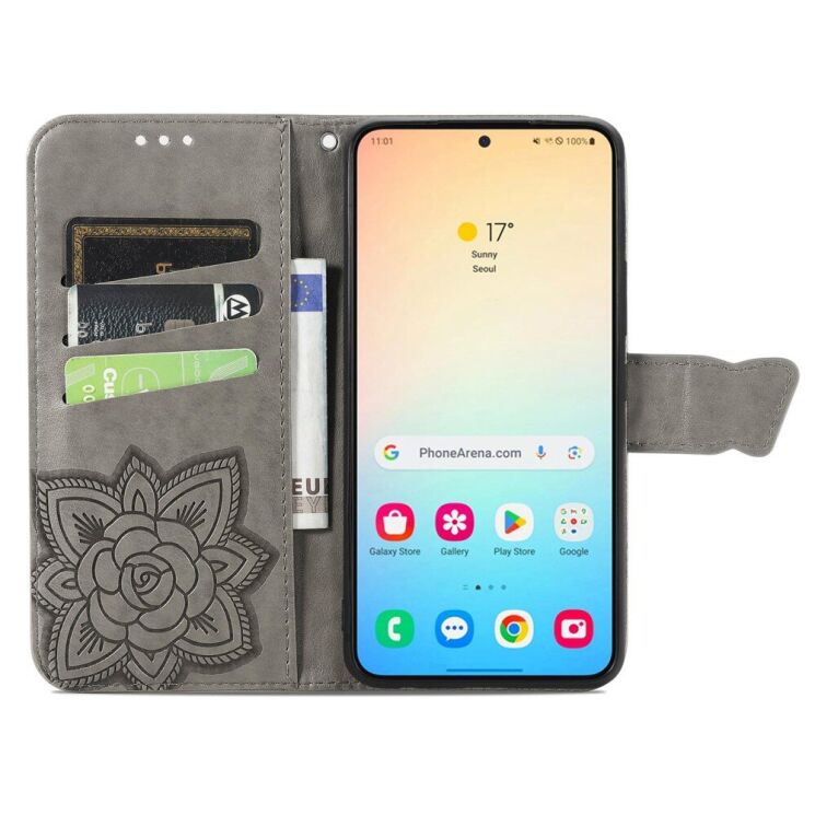 Чехол UniCase Butterfly Pattern для Samsung Galaxy S25 (S931) - Grey: фото 3 из 9